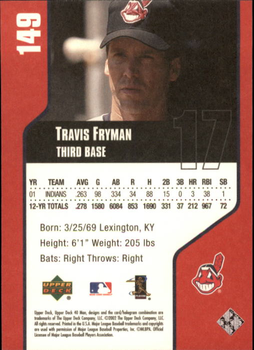 2002 Upper Deck 40-Man #149 Travis Fryman back image