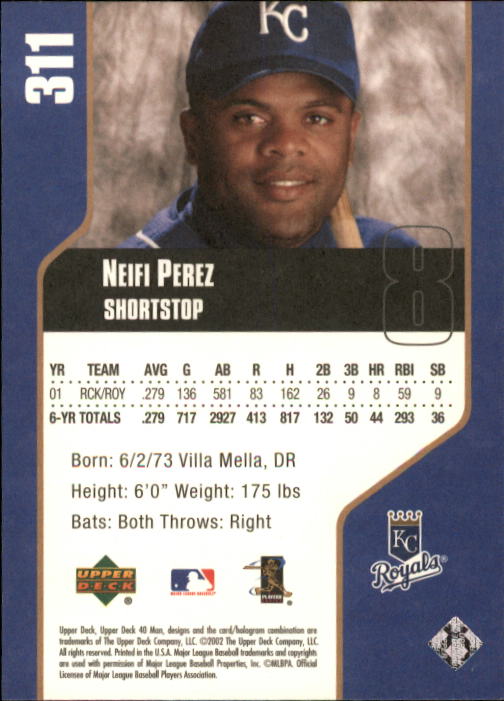 2002 Upper Deck 40-Man #311 Neifi Perez back image