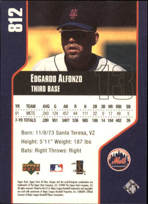 2002 Upper Deck 40-Man #812 Edgardo Alfonzo back image