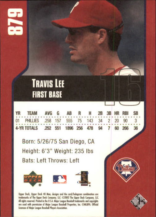 2002 Upper Deck 40-Man #879 Travis Lee back image