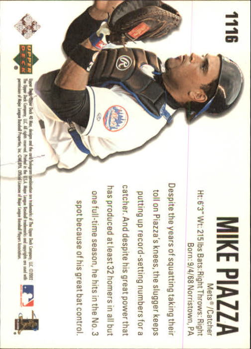 2002 Upper Deck 40-Man #1116 Mike Piazza PC back image