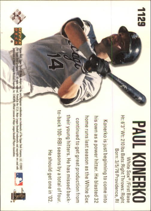 2002 Upper Deck 40-Man #1129 Paul Konerko PC back image