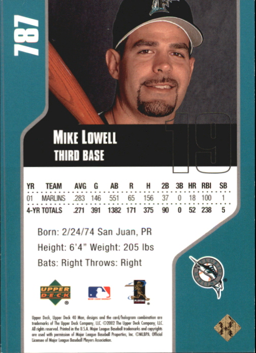 2002 Upper Deck 40-Man Electric Rainbow #787 Mike Lowell back image