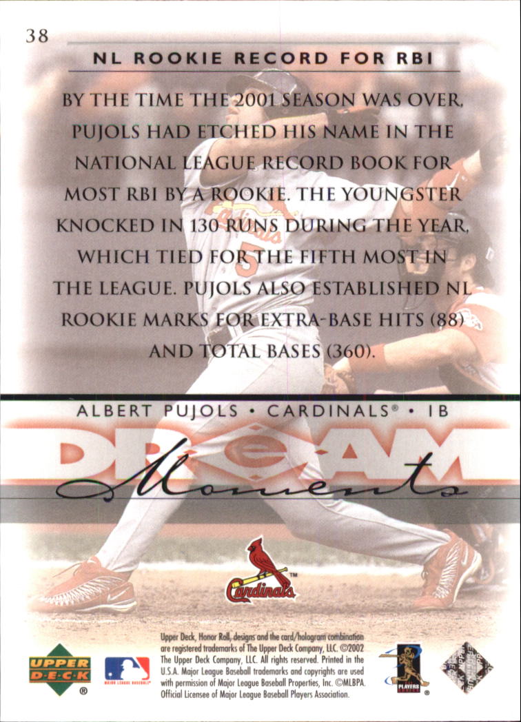 2002 Upper Deck Honor Roll #38 Albert Pujols back image