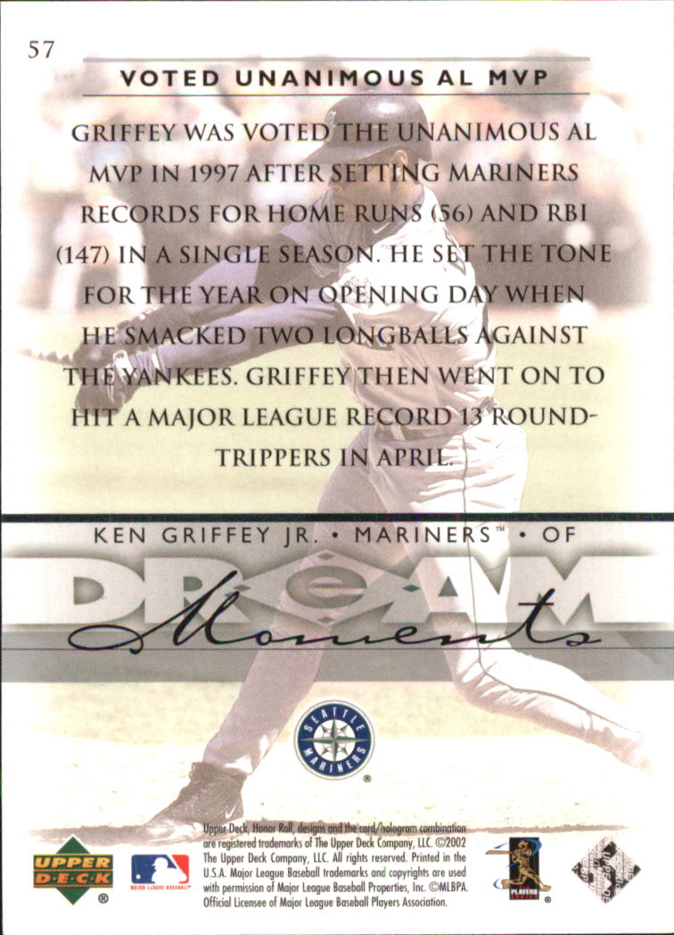 2002 Upper Deck Honor Roll #57 Ken Griffey Jr. back image