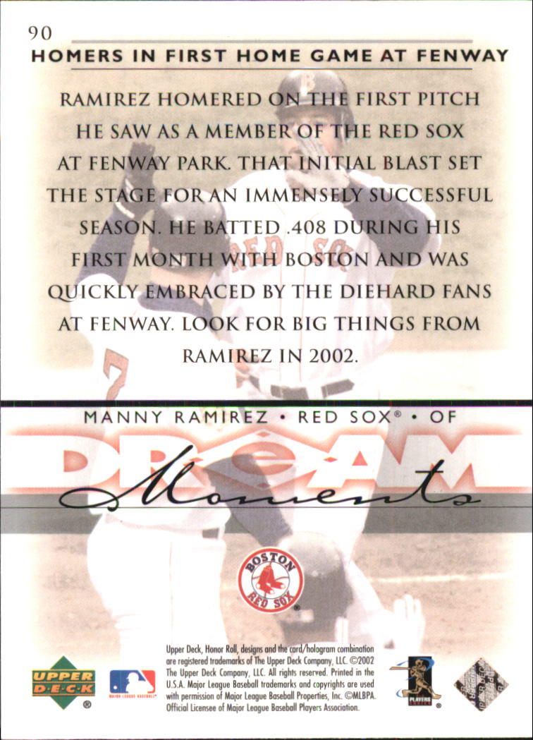 2002 Upper Deck Honor Roll #90 Manny Ramirez back image