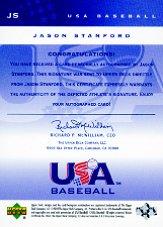 2002 USA Baseball National Team Signatures #JS Jason Stanford back image
