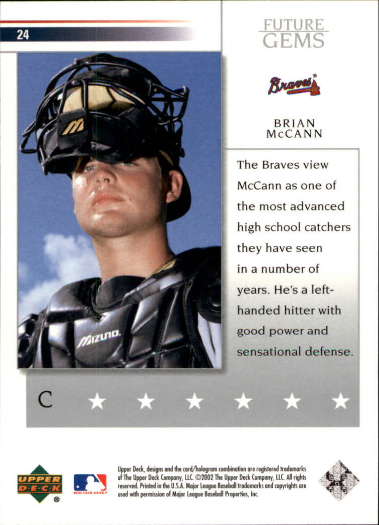 2002 Upper Deck Prospect Premieres #24 Brian McCann XRC back image