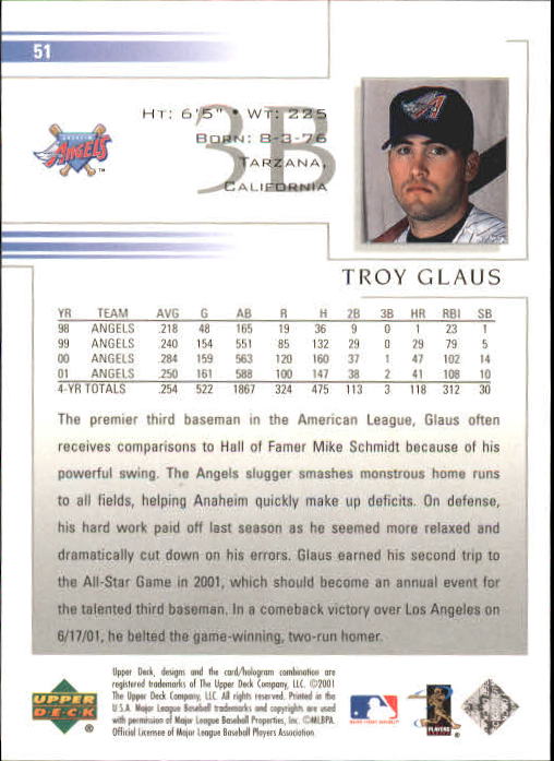 2002 Upper Deck #51 Troy Glaus back image