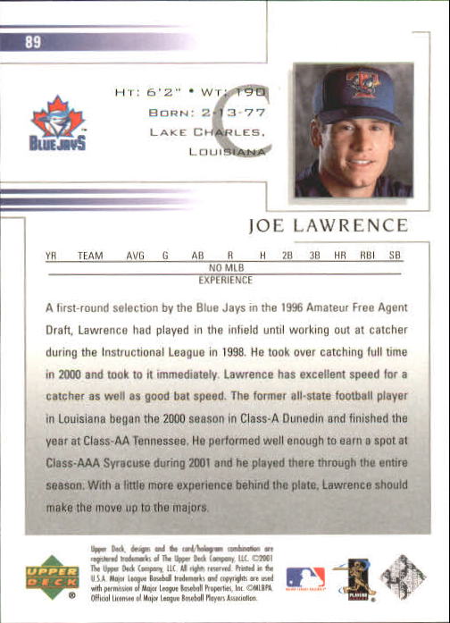 2002 Upper Deck #89 Joe Lawrence back image