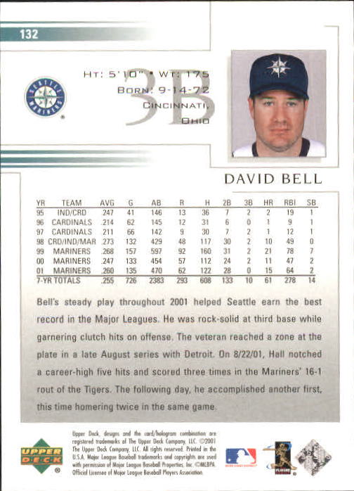 2002 Upper Deck #132 David Bell back image