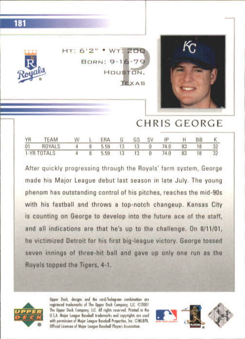 2002 Upper Deck #181 Chris George back image