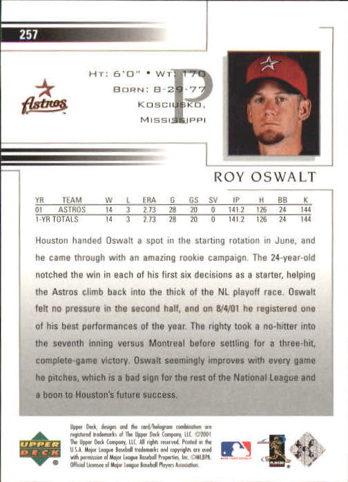2002 Upper Deck #257 Roy Oswalt back image