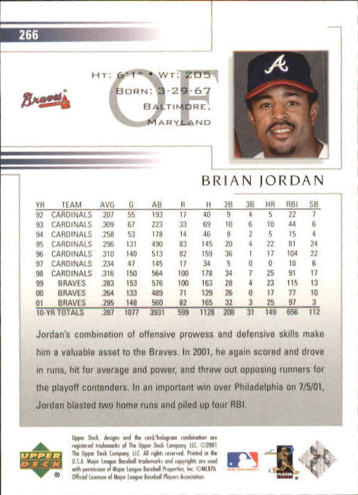 2002 Upper Deck #266 Brian Jordan back image