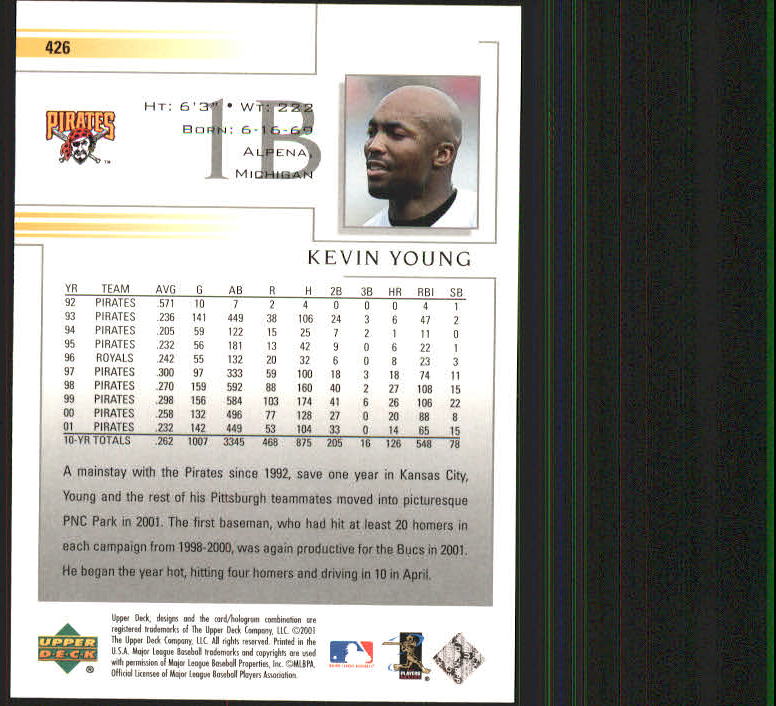 2002 Upper Deck #426 Kevin Young back image