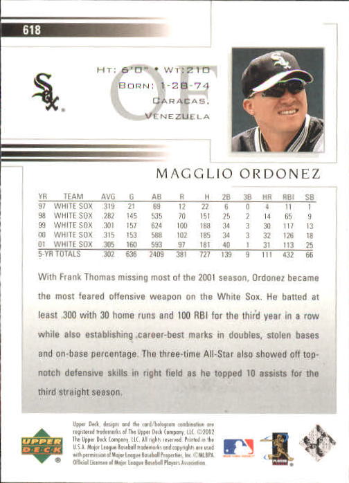 2002 Upper Deck #618 Magglio Ordonez back image
