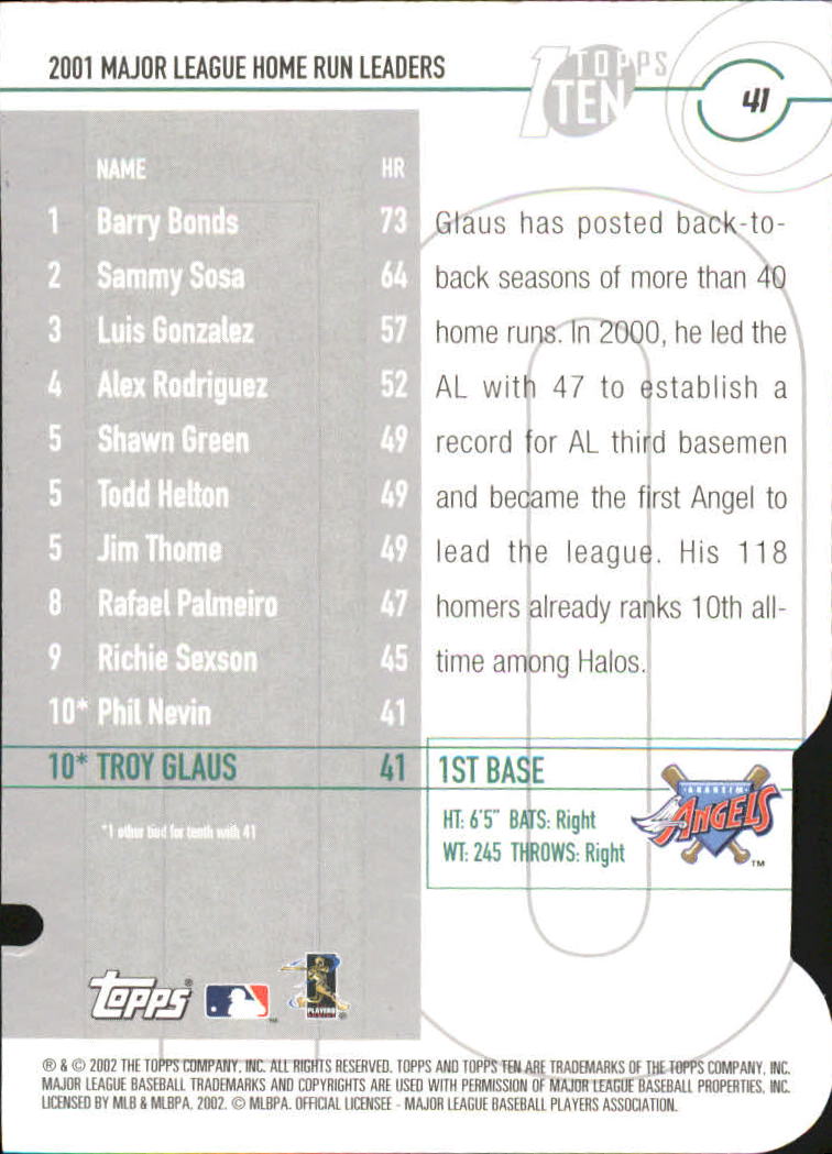 2002 Topps Baseball Topps Ten Die Cuts Parallel Singles - You Choose - Picture 23 of 119