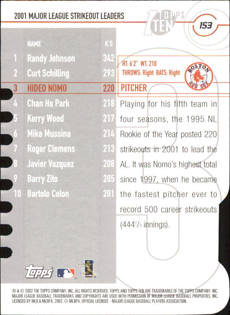 2002 Topps Baseball Topps Ten Die Cuts Parallel Singles - You Choose - Picture 79 of 119