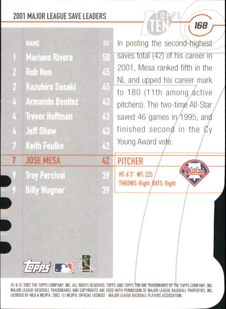 2002 Topps Baseball Topps Ten Die Cuts Parallel Singles - You Choose - Picture 92 of 119