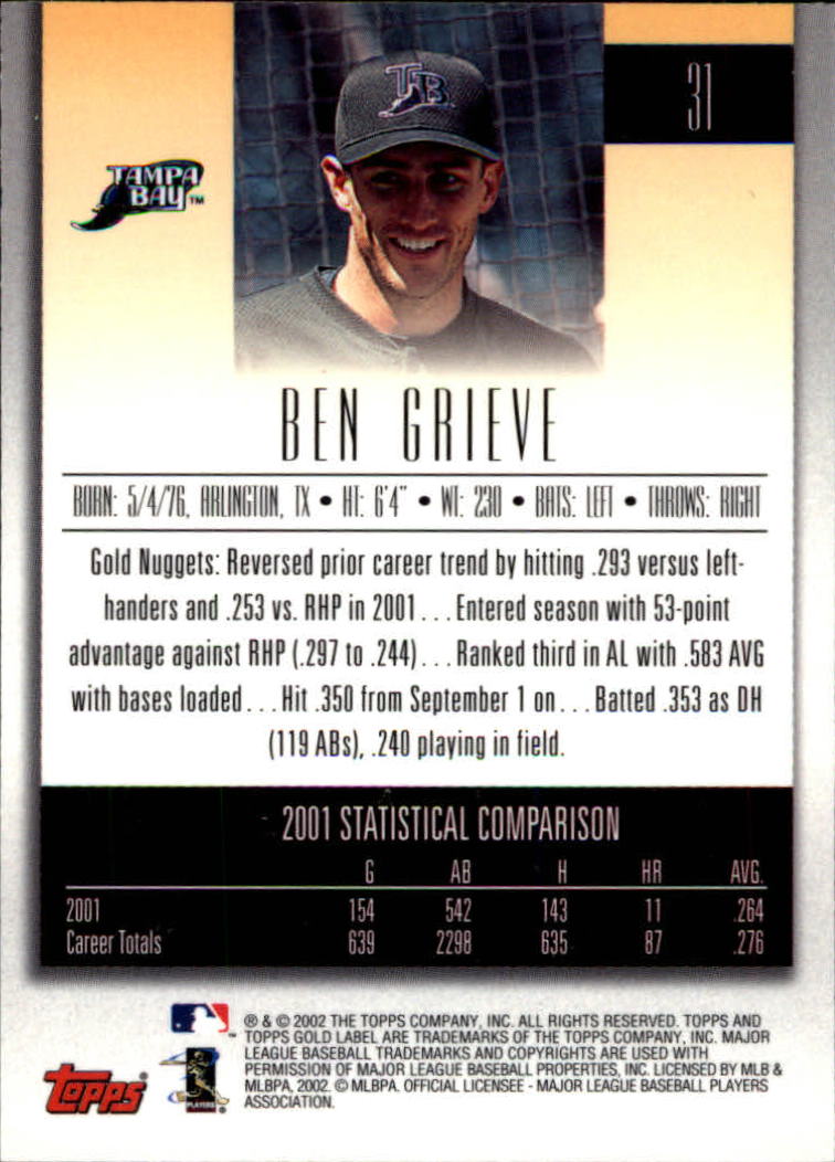 B5751- 2002 Topps Gold Label BB #s 1-200 +Inserts -You Pick- 15+ FREE US SHIP - Picture 55 of 375
