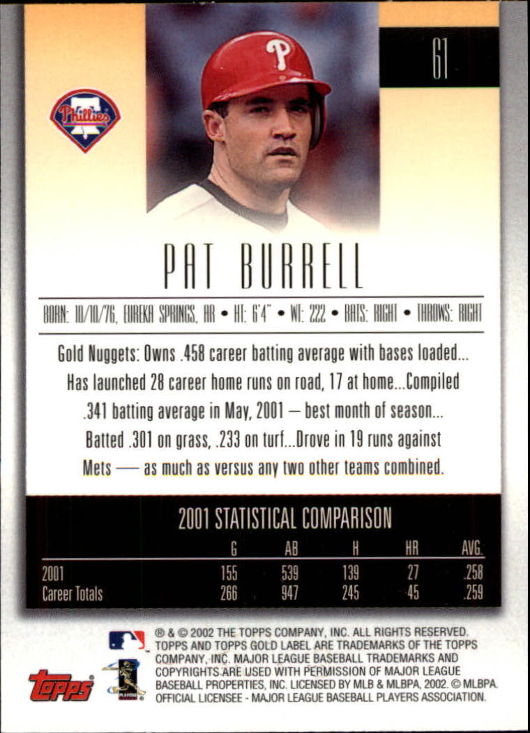 B5751- 2002 Topps Gold Label BB #s 1-200 +Inserts -You Pick- 15+ FREE US SHIP - Picture 111 of 375