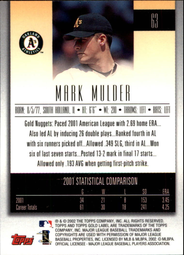 B5751- 2002 Topps Gold Label BB #s 1-200 +Inserts -You Pick- 15+ FREE US SHIP - Picture 115 of 375