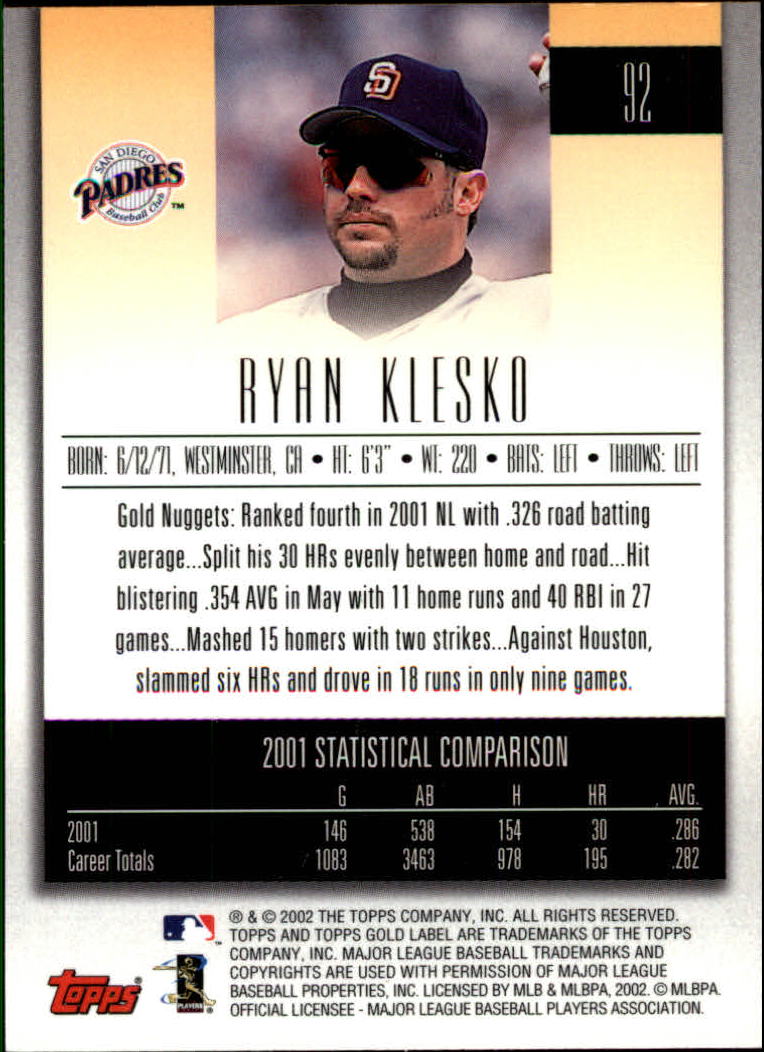 B5751- 2002 Topps Gold Label BB #s 1-200 +Inserts -You Pick- 15+ FREE US SHIP - Picture 167 of 375