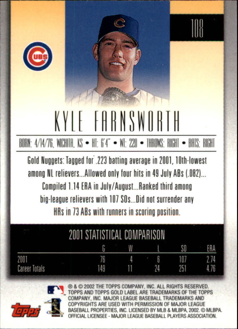 B5751- 2002 Topps Gold Label BB #s 1-200 +Inserts -You Pick- 15+ FREE US SHIP - Picture 195 of 375