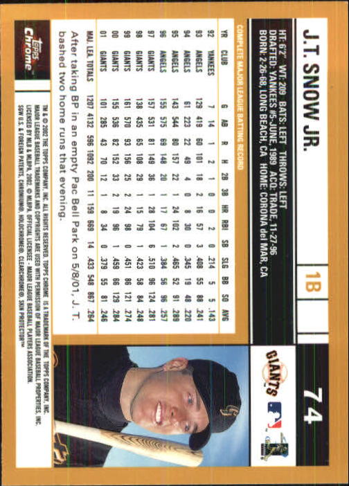 2002 Topps Chrome Baseball (#1-331) Singles - You Choose - Picture 97 of 469