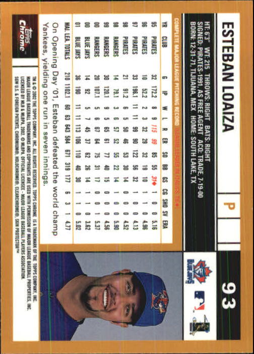 2002 Topps Chrome Baseball (#1-331) Singles - You Choose - Picture 121 of 469