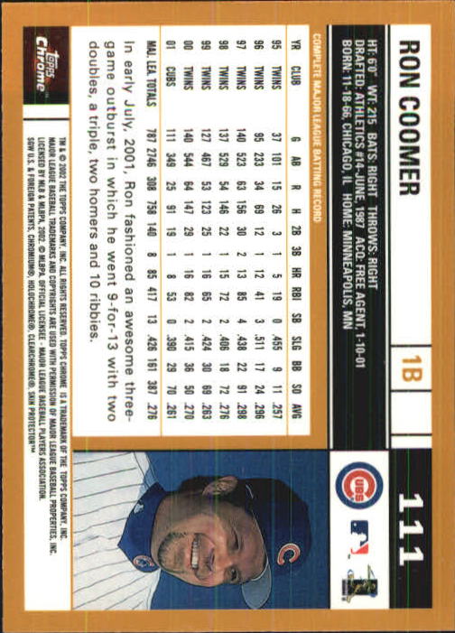 2002 Topps Chrome #111 Ron Coomer back image