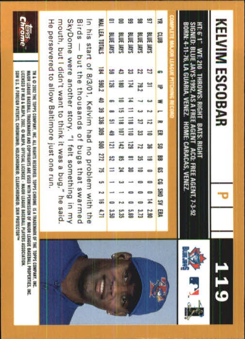 2002 Topps Chrome Baseball (#1-331) Singles - You Choose - Picture 159 of 469