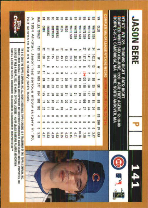 2002 Topps Chrome Baseball (#1-331) Singles - You Choose - Picture 195 of 469