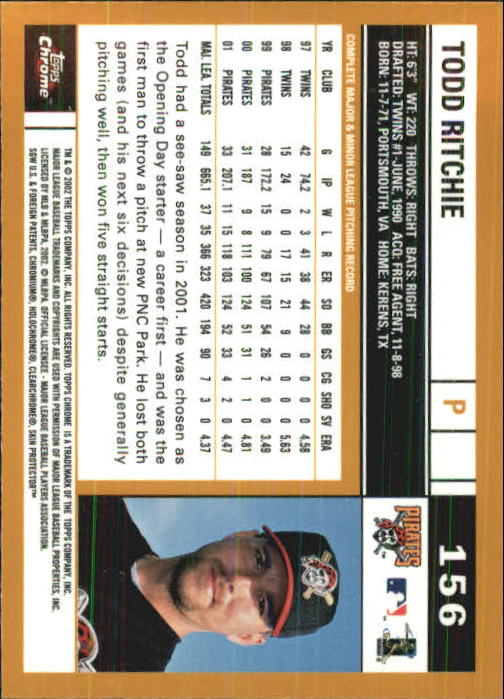 2002 Topps Chrome Baseball (#1-331) Singles - You Choose - Picture 221 of 469
