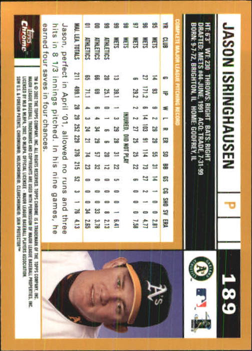 2002 Topps Chrome Baseball (#1-331) Singles - You Choose - Picture 265 of 469