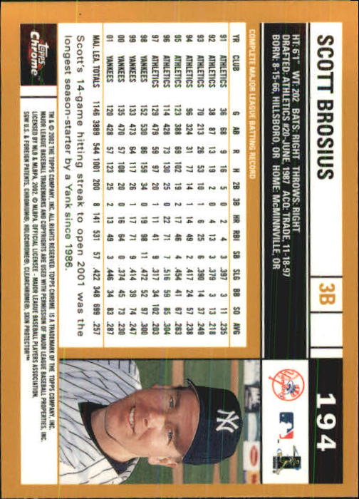 2002 Topps Chrome Baseball (#1-331) Singles - You Choose - Picture 275 of 469