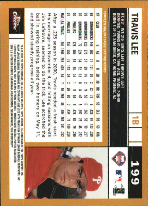 2002 Topps Chrome Baseball (#1-331) Singles - You Choose - Picture 285 of 469