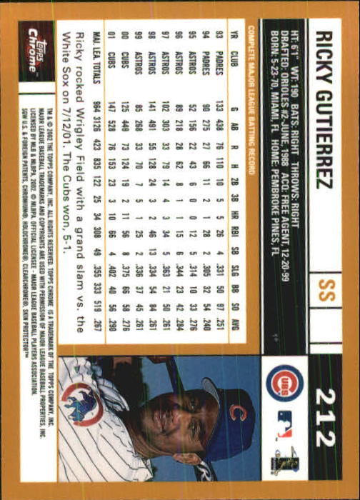 2002 Topps Chrome #212 Ricky Gutierrez back image