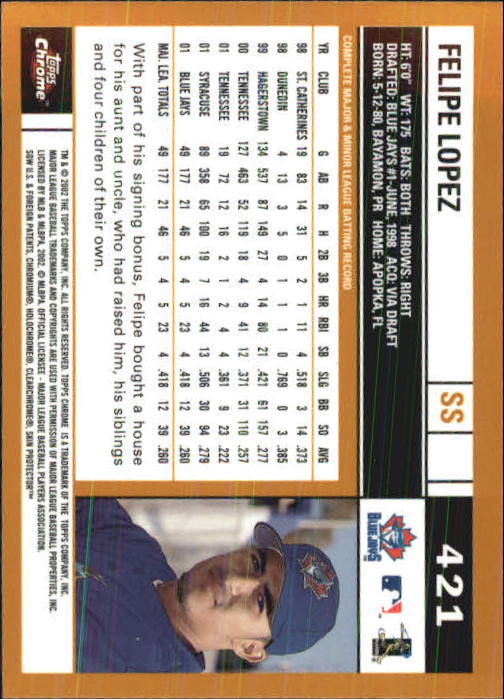 2002 Topps Chrome Baseball (#366-695) Singles - You Choose - Picture 85 of 473