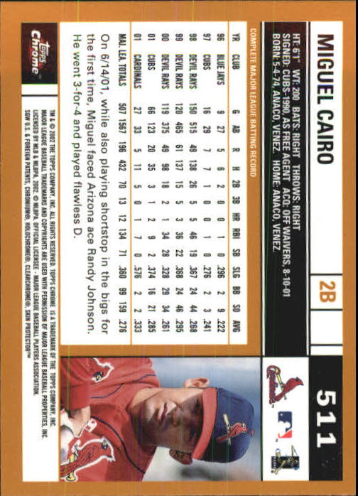 2002 Topps Chrome Baseball (#366-695) Singles - You Choose - Picture 205 of 473
