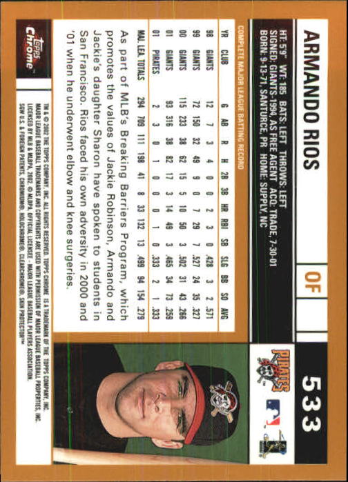 2002 Topps Chrome Baseball (#366-695) Singles - You Choose - Picture 235 of 473