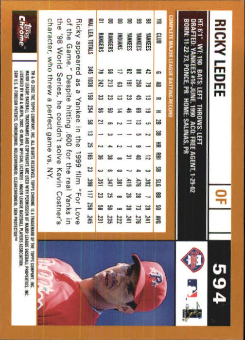 2002 Topps Chrome Baseball (#366-695) Singles - You Choose - Picture 323 of 473