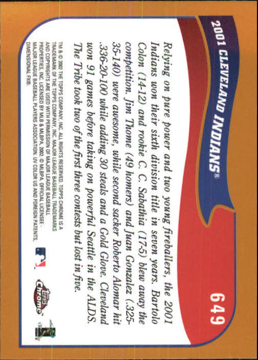 2002 Topps Chrome Baseball (#366-695) Singles - You Choose - Picture 391 of 473