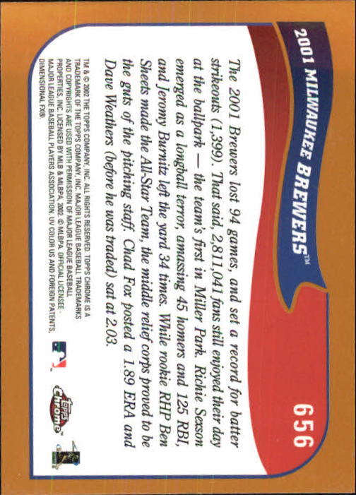 2002 Topps Chrome Baseball (#366-695) Singles - You Choose - Picture 405 of 473