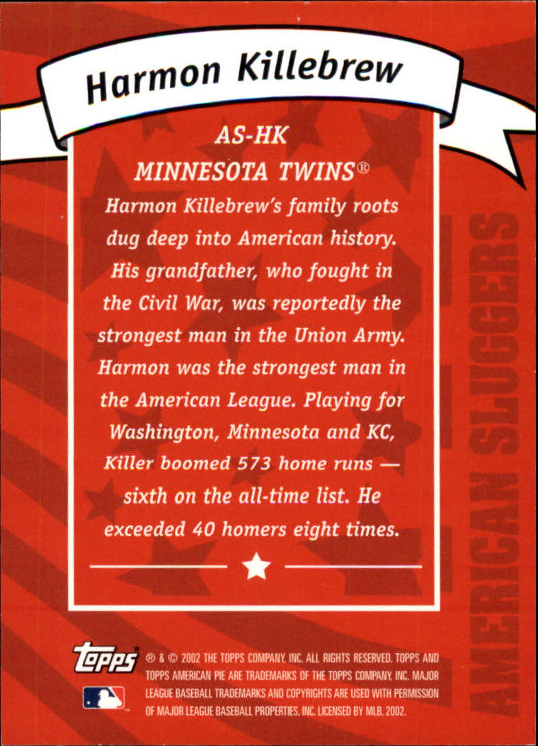 2002 Topps American Pie Sluggers Gold #12 Harmon Killebrew back image