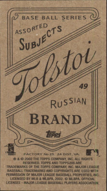 2002 Topps 206 Tolstoi #49 Frank Catalanotto back image