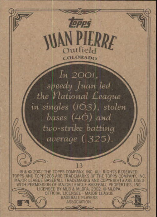 2002 Topps 206 #13 Juan Pierre back image