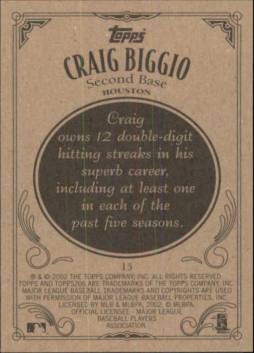 2002 Topps 206 #15 Craig Biggio back image