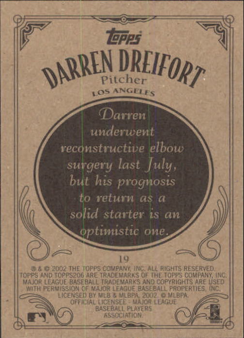 2002 Topps 206 #19 Darren Dreifort back image
