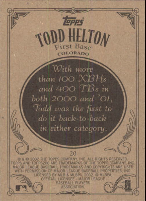 2002 Topps 206 #20 Todd Helton back image